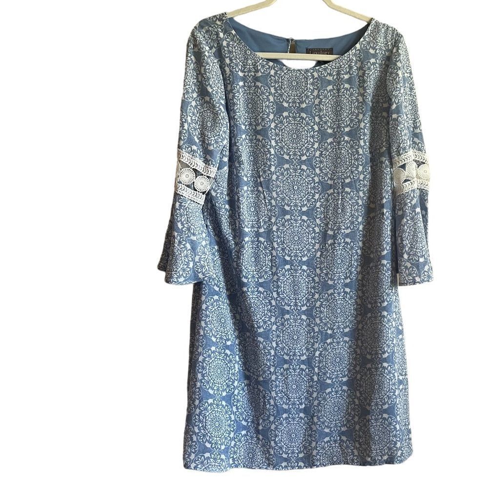 Luxology blue floral pattern dress women’s sz 10